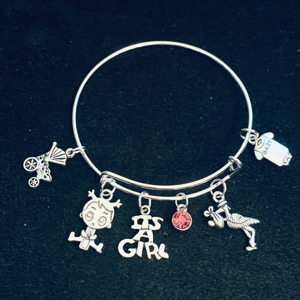 “It’s A Girl” New Mommy/mom-to-be” themed bangle bracelet